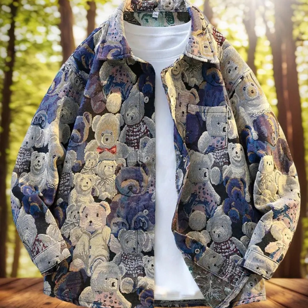 Colorful Teddy Bear Patterned Jacket